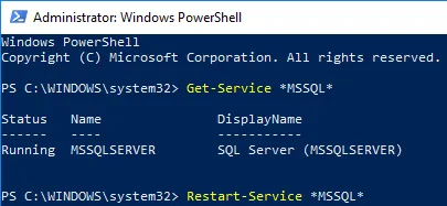 restart-service *MSSQL* PowerShell