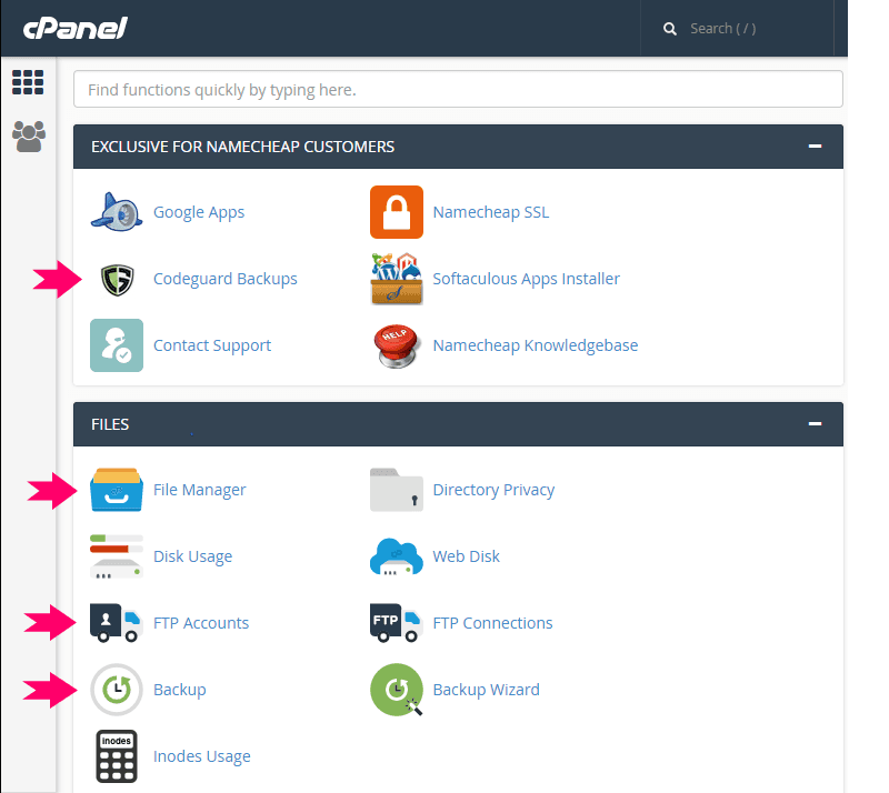 CPanel Export.