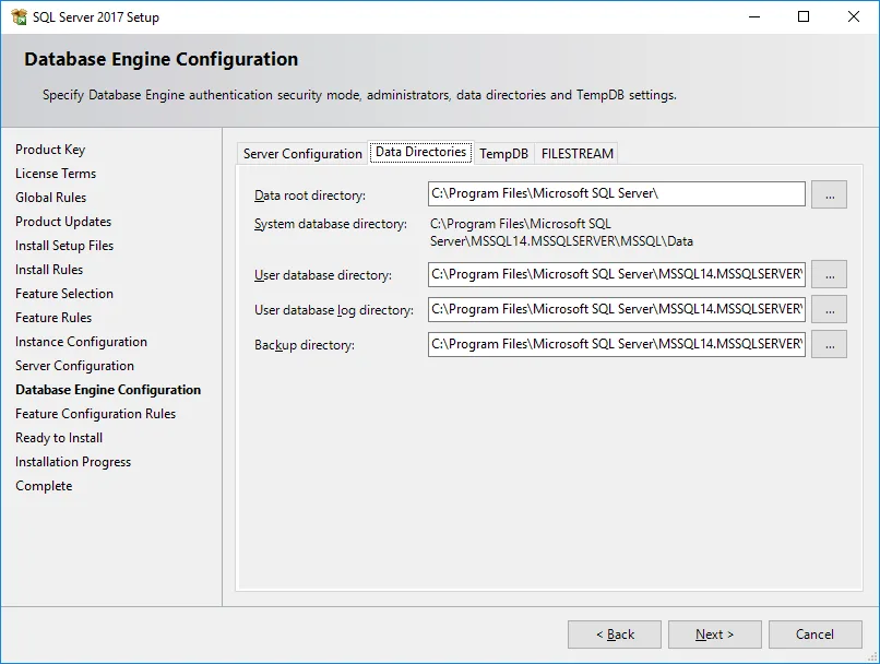 SQL Server Data Directory Paths