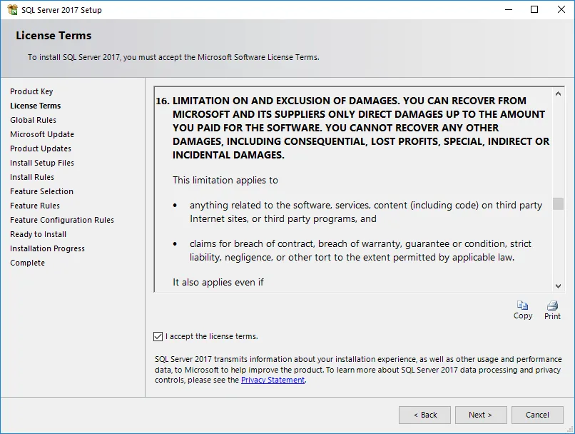 SQL Server License Terms