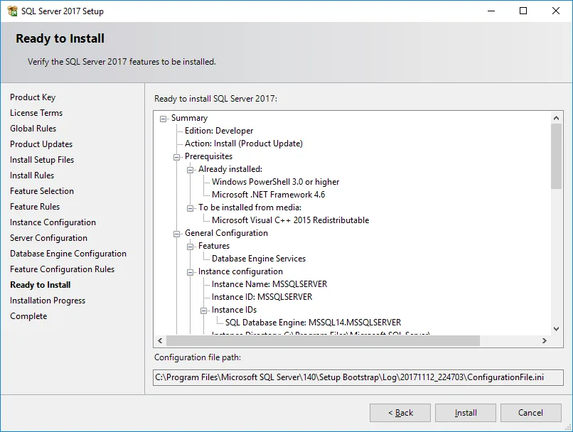 SQL Server Ready to Install