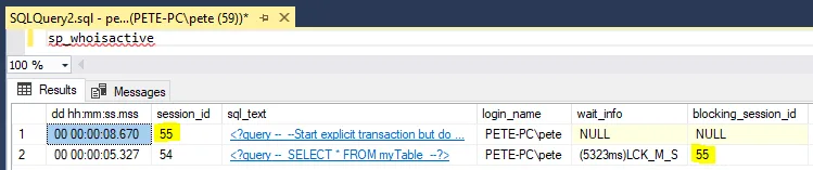 SQL Server Blocking SPID