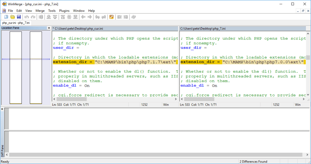 winmerge copy only differences