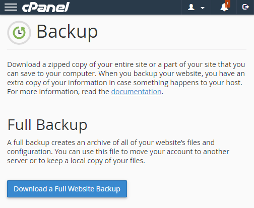 CPanel WordPress Backup.