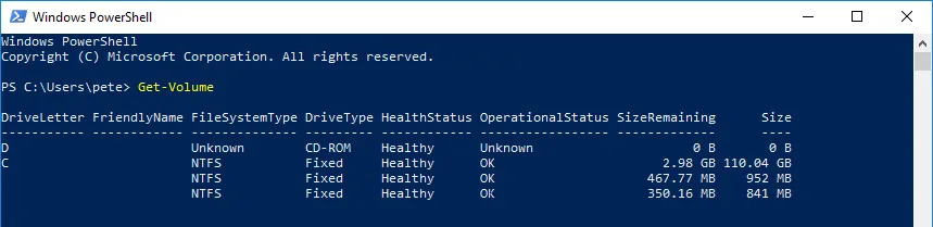 Get Volume PowerShell