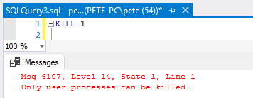 Killing own SPID SQL Server