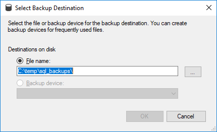 SQL Server Backup Destination