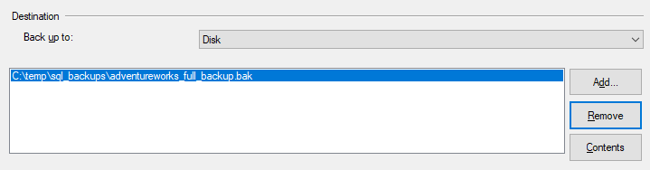 SQL Server Backup Destination
