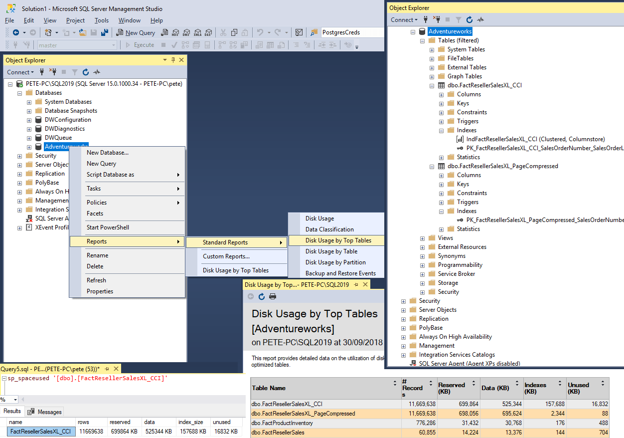 Check Tables Size Sql Server