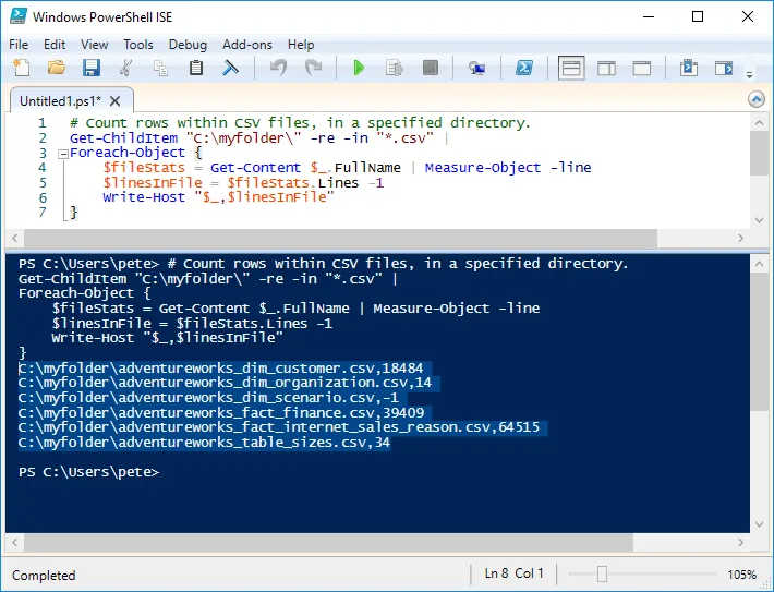 Count Rows within CSV Files using PowerShell