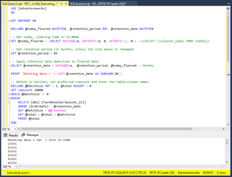 Applying Data Retention to a SQL Table - SQL DBA Blog