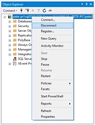 SSMS Disconnect