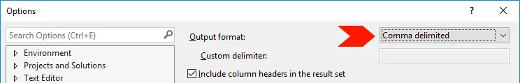 SSMS Delimitor