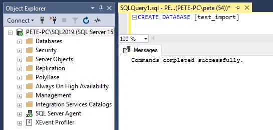 Create Test Database SQL Server