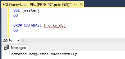 Dropping Test Database SQL