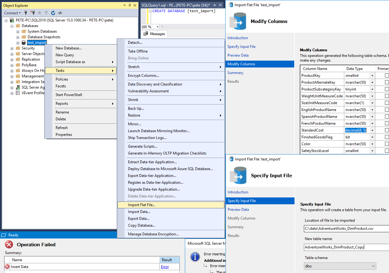 The SSMS Import Flat File Feature