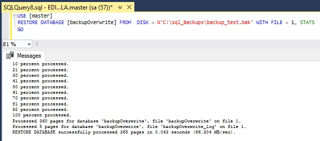 SQL Server Restore Database WITH FILE =1