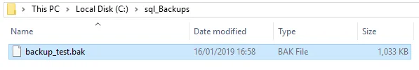 Backed Up SQL Server Database File