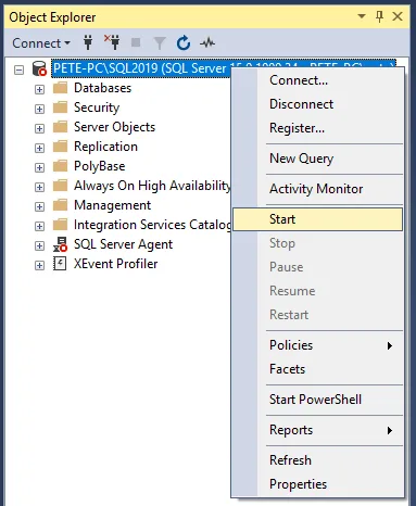 Starting SQL Server Service