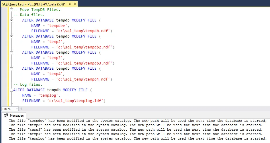 moving database file locations SQL Server