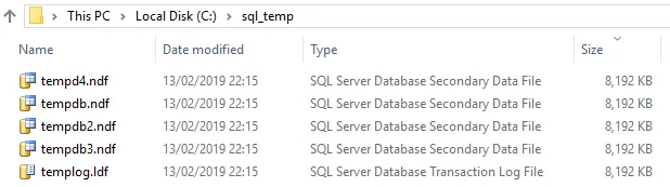 SQL Server Temp DB Files