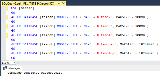 Alter Database Set Max Database Size