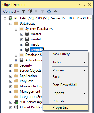 SSMS Database Properties