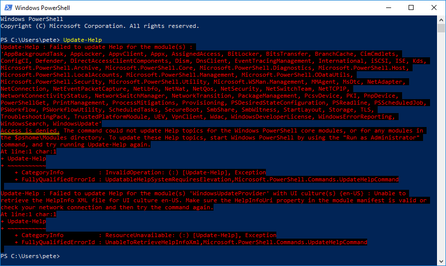 Update-Help Access Denied