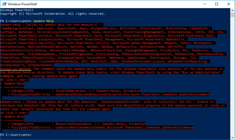 Update-Help Access Denied