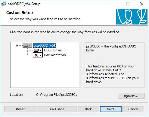 psqlODBC Feature Selection