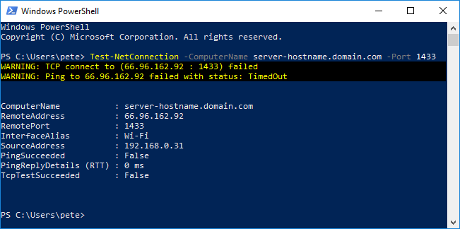 Test-NetConnection PowerShell