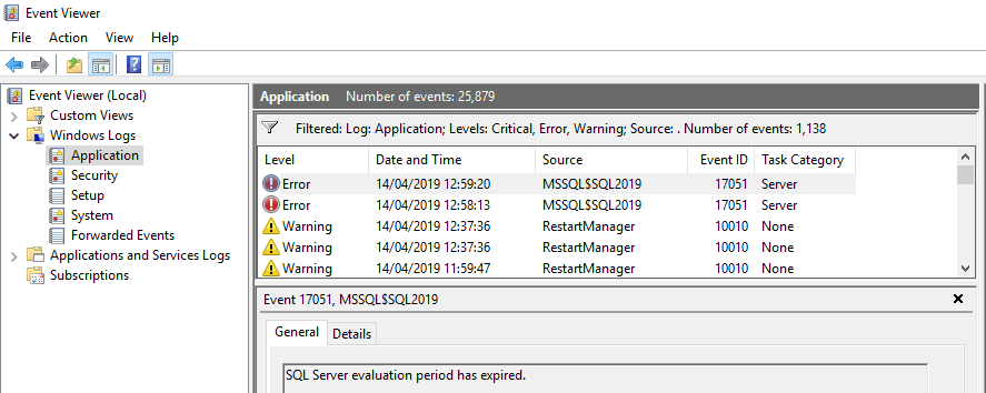 Windows Event Viewer Application Errors