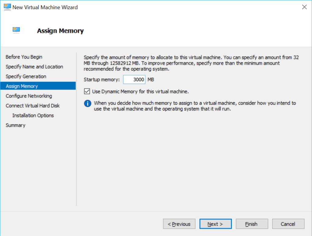 Hyper-V Virtual Machine Memory Allocation