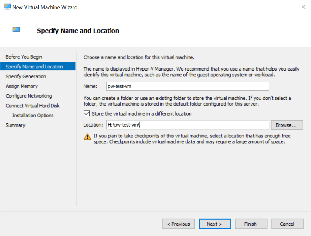 Hyper-V VM Name and Location