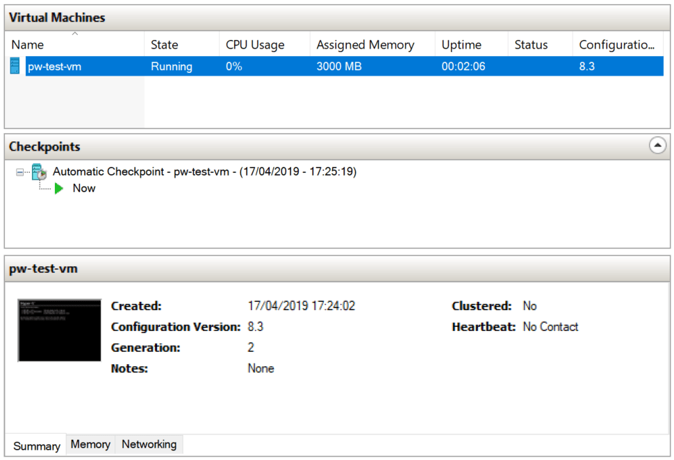 Hyper-V Virtual Machine List