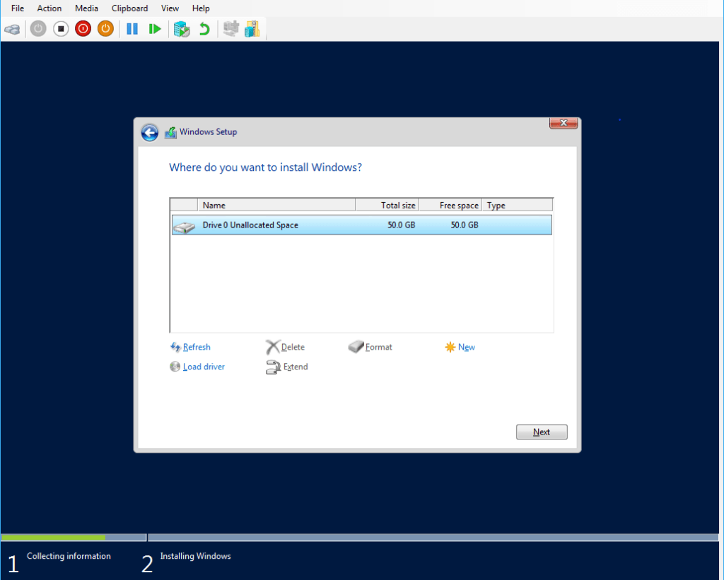 Windows Server 2016 Installation Location