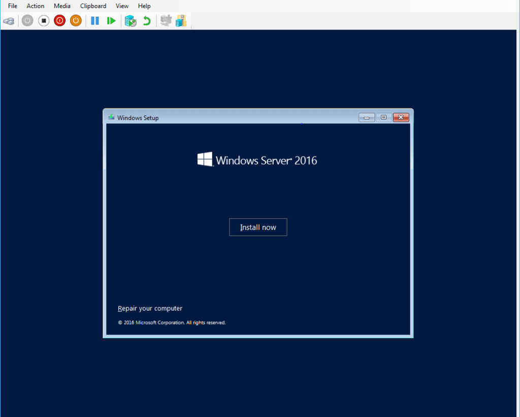 Windows Server 2016 Installation