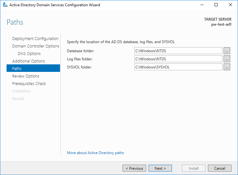 Active Directory Installation Paths