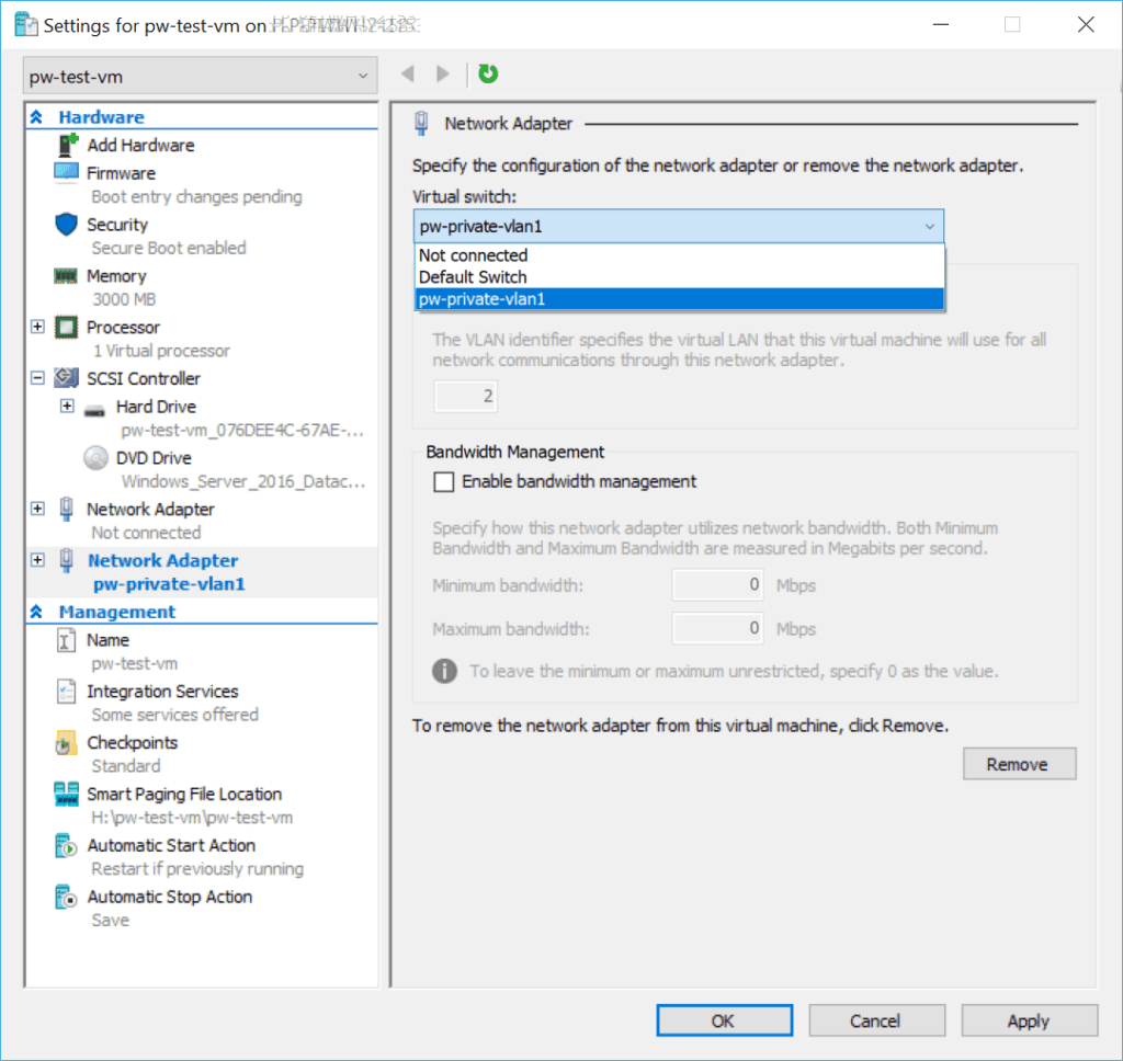 HyperV Add New Network Adapter