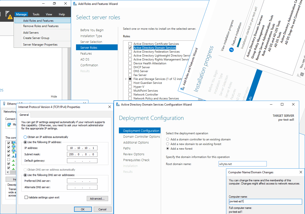 configuration required for active directory domain services