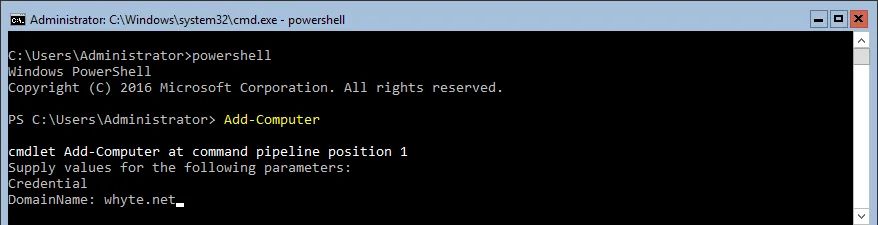 PowerShell Add Computer Domain Name
