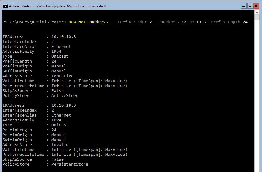 PowerShell New-NetIPAddress
