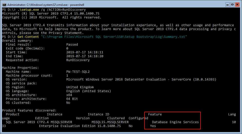 SQL Server RunDiscovery via Command Removing Feature