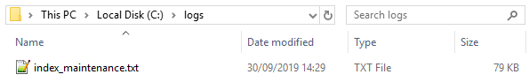 c:\logs index maintenance