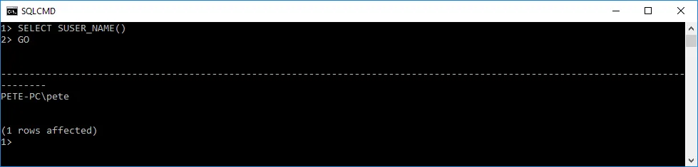 sqlcmd SELECT SUSERNAME