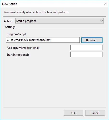 Task Scheduler New Task Add .bat File