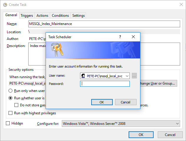 Task Scheduler New Task Password Prompt