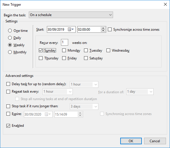 Task Scheduler Set Schedule