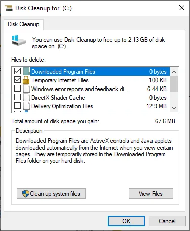 Disk Cleanup C: Drive
