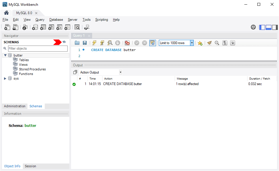 mysql create table in database